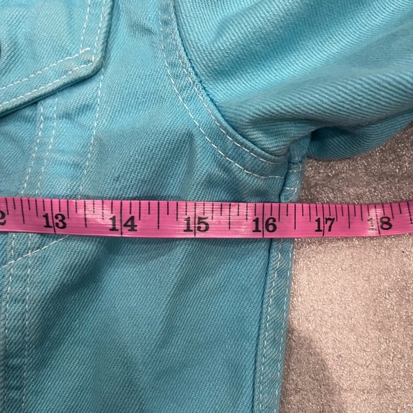 [S]VTG Polo Jeans Co. Ralph Lauren Turquoise Saturday Jean Jacket Cropped - Picture 5 of 8